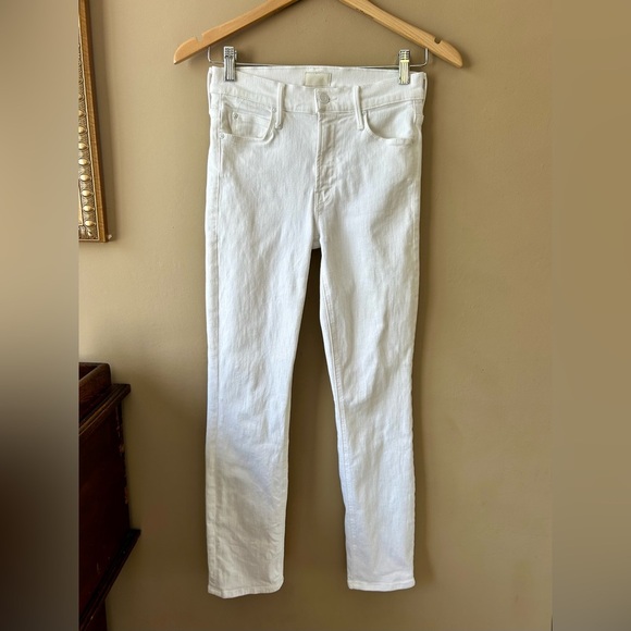 MOTHER The Mid Rise Dazzler Ankle Straight Jeans Fairest Of Them All White 25 - Picture 3 of 15